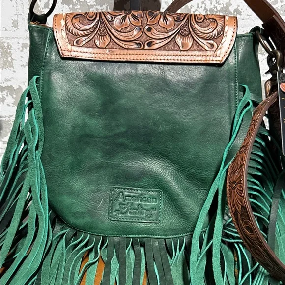 American Darling Green and Brown Floral Crossbody Bag - Picture 2 of 4